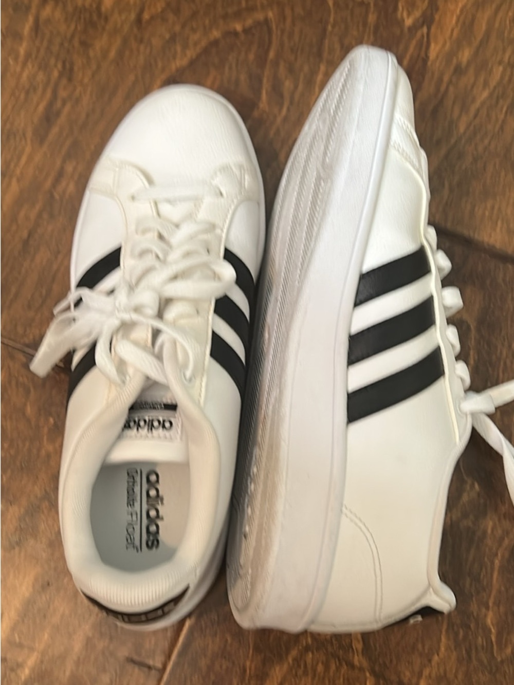 adidas White Sneakers with Black Three-Stripes